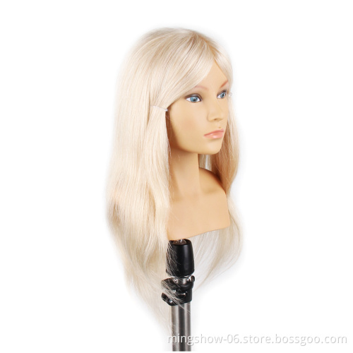factory supplier hand tied blonde hair female training mannequin head  hair
